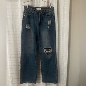 Distressed Blue Jeans